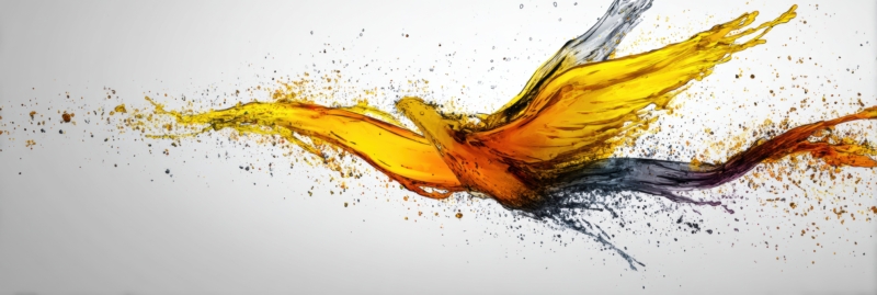 Oil Splash Resembles a Wing Shape, Embodying the Concept of Freedom Versus Dependency as Vibrant Colors Intertwine in Elegant Motion